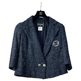 Chanel Tweed-Jacke in Navy Blau 2012, Gr. 38 Gebraucht Andere