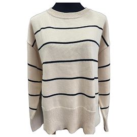 Autre Marque Basic Apparel Jersey de algodón orgánico a rayas Negro Beige