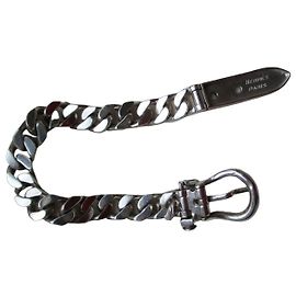 Hermès Saddle Buckle Sterling Silver Bracelet Silvery