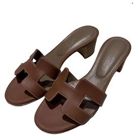 Hermès H Sandals Brown Leather Brown