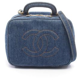 Chanel Coco Mark Vanity 2-Way Handbag in Navy Denim Navy blue