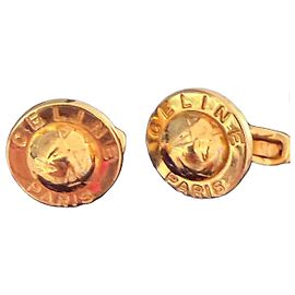 Boutons de manchette Céline Logo en métal doré Doré