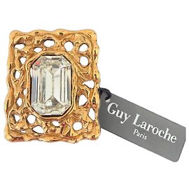 Broche Rectangular Guy Laroche Dorado con Cristal Dorado