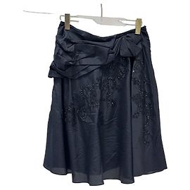 Christian Dior Schwarzer bestickter Seidenrock Gr. 38 gebraucht Andere