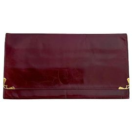 Vintage 80's Bordeaux Leather Rectangular Clutch Bag CARTIER Must Dark red