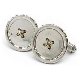 Botões de punho combinados Tiffany & Co. 925 750 Prata Dourado