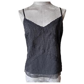 Christian Dior Top de tirantes Dior monograma en encaje negro Negro