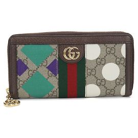 Gucci Ophidia Round Zip Wallet Beige