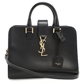 Bolsa de couro de vitelo preto Saint Laurent Preto
