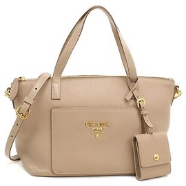 Bolsa Prada 1BA068 em couro bege Bege