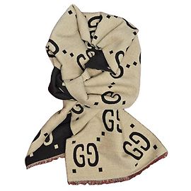 Sciarpa Gucci GG Supreme Beige e Nera Nero Beige