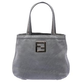Fendi Gray Nubuck FF Chains Tote Brown