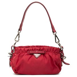 Prada Red Tessuto Bow Shoulder Bag Red