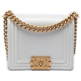 Chanel White Square Calfskin Boy Reverso Flap Blanc Écru