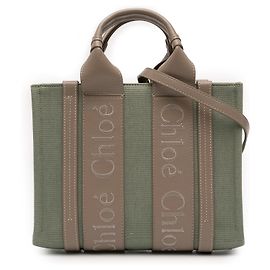 Cabas Woody en toile verte de Chloé, petite taille Vert Vert clair