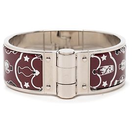 Hermès Red Wide Enamel Tropical Club Flacons Bandana Hinged Bangle 60 Red Other