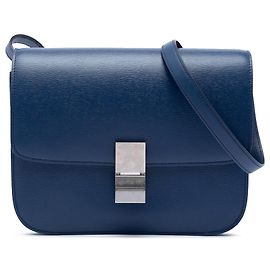 Céline Celine Blue Medium Calfskin Classic Box Bleu