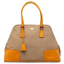 Bolsa Prada Dome em canapa bege com acabamento em cinghiale Bege