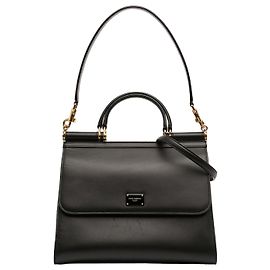 Sac à main Sicily 58 en cuir de veau noir de Dolce & Gabbana, taille Large Noir