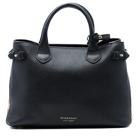 Borsa a tracolla Burberry Black Medium in pelle e House Check Altro Marrone chiaro