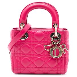 Lady Dior mini in agnello cannage rosa di Dior Rosa