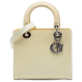 Dior Blanc Medium Patent Microcannage Lady Dior Blanc Écru