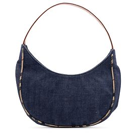 Bolsa de ombro Burberry Blue House Check Trimmed Denim Azul Outro