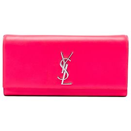 Saint Laurent Pink Smooth Calfskin Monogram Cassandre Clutch Pink