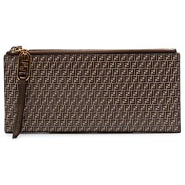 Fendi Brown Micro Zucchino Coated Canvas Bifold Long Wallet Brown