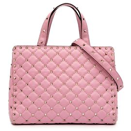 Borsa Valentino in pelle di agnello rosa con Rockstud Spike Rosa