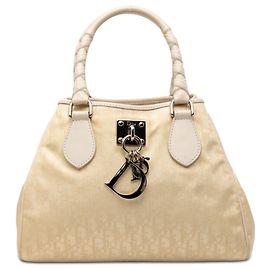 Dior Brown Small Diorissimo Trotter Canvas Lovely Charm Tote Brown Beige