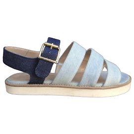 Sandali Anne Thomas in Denim e Pelle Taglia 37 Blu