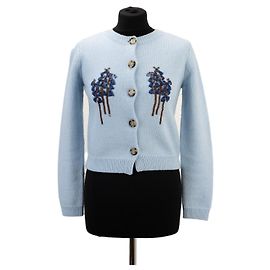 Autre Marque Shushu/Tong blauer bestickter Cardigan Blau Hellblau
