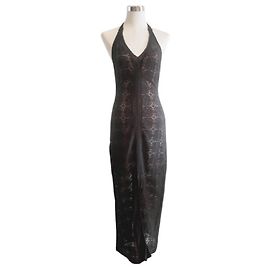 Guess Spitzenkleid lang schwarz Schwarz