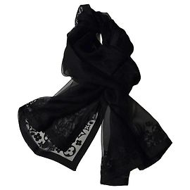Louis Vuitton Monogram Black Silk Scarf Black