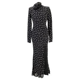 Rebecca Vallance Polka Dot Maxikleid mit Spitzenbesatz Schwarz
