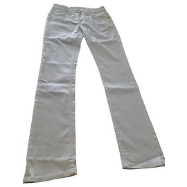 Versace Pantalon en Satin Blanc Blanc