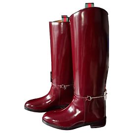 Botas altas Gucci Cherry Lacquered Calf Lux AADZD Burdeos