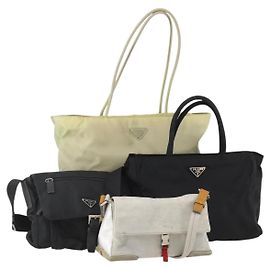Borsa PRADA Nylon 4 Set Nero Argento Verde Auth 178840 Nero Argento Verde