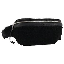 SAINT LAURENT Bore Gürteltasche Baumwolle Schwarz Silber 179295A Schwarz Silber