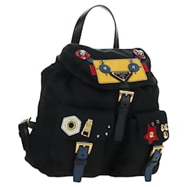PRADA Robot Backpack Nylon Black Silver Auth 176514SAV Black Silvery