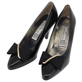 GIVENCHY Heel Patent leather Black Gold Auth ti3934 Black Golden