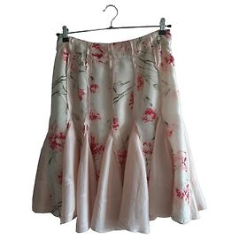 Stella Forest Seidenrock mit Blumenmuster Pink Creme Hellgrün