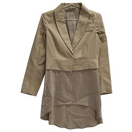 Brunello Cucinelli Chaqueta de algodón beige cuello chal Beige