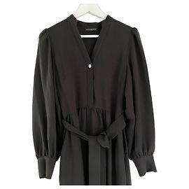 Tara Jarmon Schwarzes Midikleid mit Gürtel Schwarz