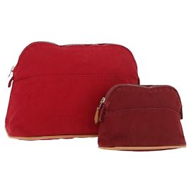 Hermès HERMES Bolide Pouch cotton 2 Set Red Auth ti3937 Rosso