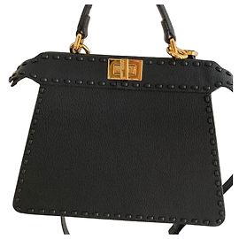 Fendi Peekaboo Borsa in pelle nera Nero