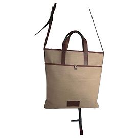 Salvatore Ferragamo Bolsa Tote de Palha Trançada e Couro Marrom Bege