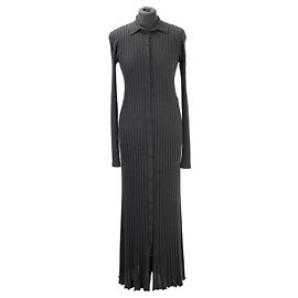Vestido maxi de malha canelada preta Gabriela Hearst Preto