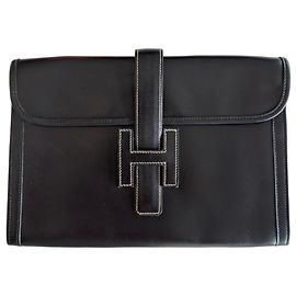 Hermès Jige leather clutch Black
